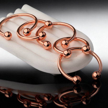 Anneau de gland 2 Boules OPEN BALL 8mm Rose cuivré par MenSteel