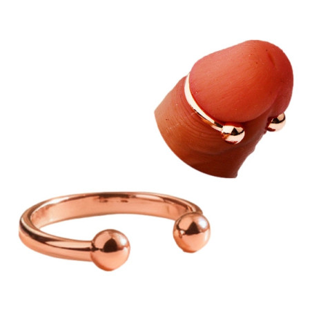 Anneau de gland 2 Boules OPEN BALL 8mm Rose cuivré par MenSteel