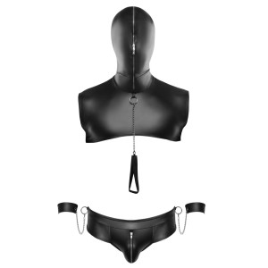 Cagoule + String à menottes TEROS Noir de Svenjoyment