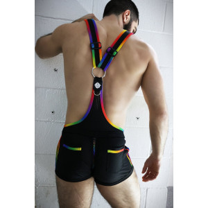 Salopette courte ICON PRIDE Noir-Rainbow de Breedwell
