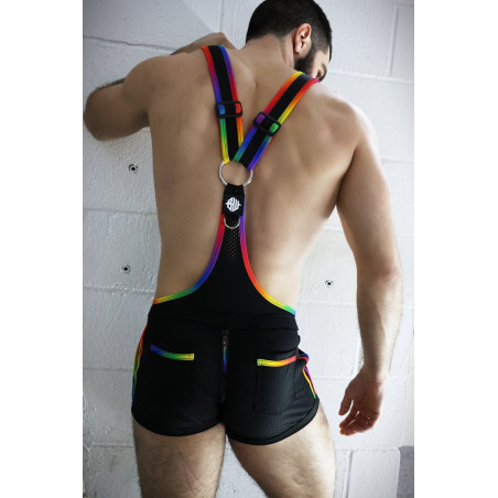 Salopette courte ICON PRIDE Noir-Rainbow de Breedwell