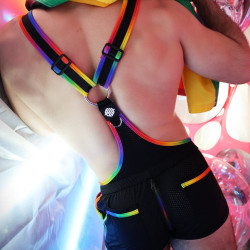 Salopette courte ICON PRIDE Noir-Rainbow de Breedwell 2