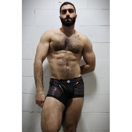 Boxer-String ICON PRIDE Noir-Rainbow de Breedwell