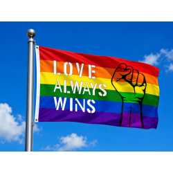 Drapeau Rainbow LOVE ALWAYS WINS 90 x 150cm