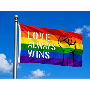 Drapeau Rainbow LOVE ALWAYS WINS 90 x 150cm