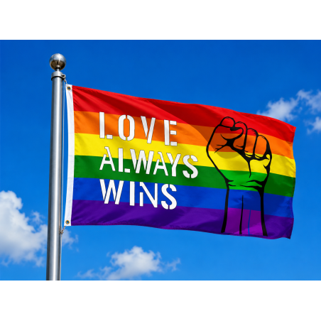 Drapeau Rainbow LOVE ALWAYS WINS 90 x 150cm