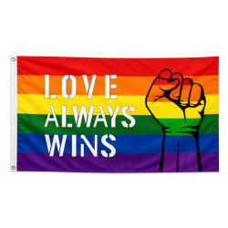 Drapeau Rainbow LOVE ALWAYS WINS 90 x 150cm 2