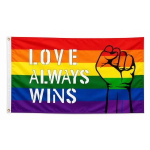 Drapeau Rainbow LOVE ALWAYS WINS 90 x 150cm
