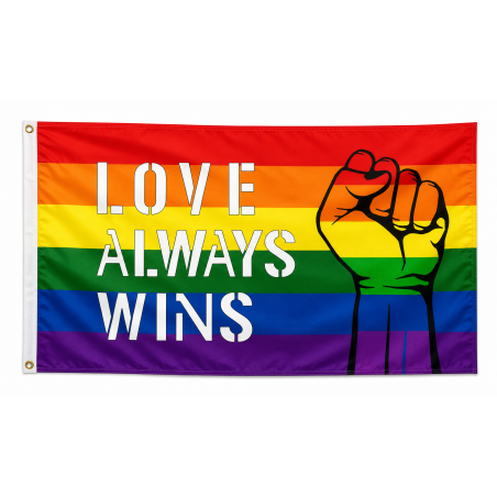 Drapeau Rainbow LOVE ALWAYS WINS 90 x 150cm