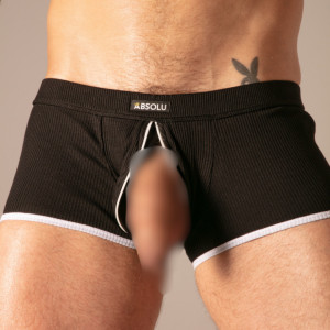 Boxer RIB ZIP Noir de Absolu Male