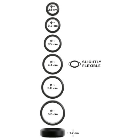 Lot de 6 Cockrings Noirs de You2Toys - Diamètres 26 à 56 mm