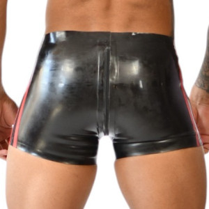 Short en latex avec zip XRUB Noir-Rouge