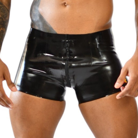 Short en latex avec zip XRUB Noir-Jaune