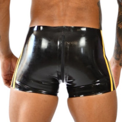 Short en latex avec zip XRUB Noir-Jaune 2