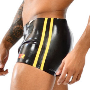 Short en latex avec zip XRUB Noir-Jaune