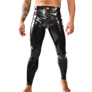 Pantalon en latex XRUB avec Zip Avant/Arrière Noir-Jaune