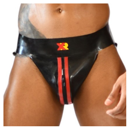 Jockstrap en latex avec Zip XRUB Noir-Rouge