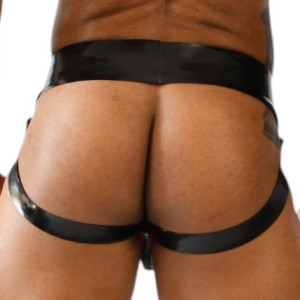 Jockstrap en latex avec Zip XRUB Noir-Rouge