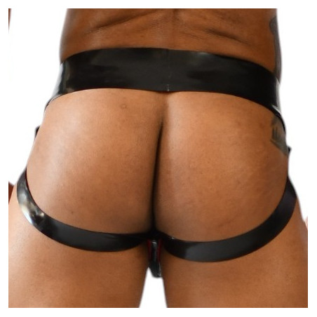 Jockstrap en latex avec Zip XRUB Noir-Rouge