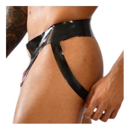 Jockstrap en latex avec Zip XRUB Noir-Rouge