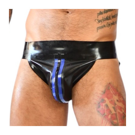 Jockstrap en latex avec Zip XRUB Noir-Bleu