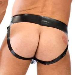 Jockstrap en latex avec Zip XRUB Noir-Bleu 2