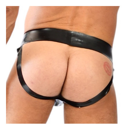 Jockstrap en latex avec Zip XRUB Noir-Bleu