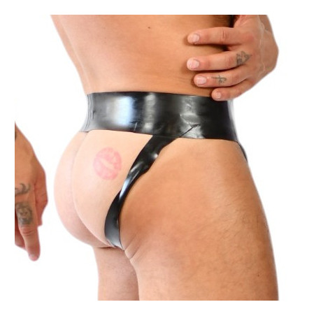 Jockstrap en latex avec Zip XRUB Noir-Bleu