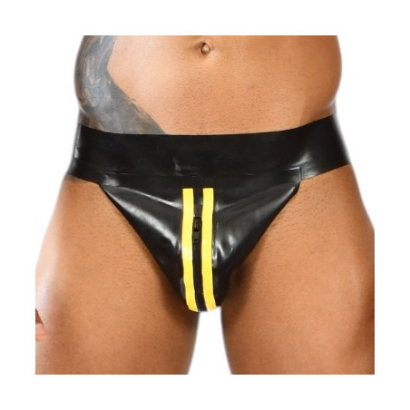 Jockstrap en latex avec zip XRUB Noir-Jaune