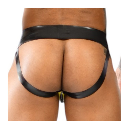 Jockstrap en latex avec zip XRUB Noir-Jaune