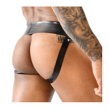 Jockstrap en latex avec zip XRUB Noir-Jaune