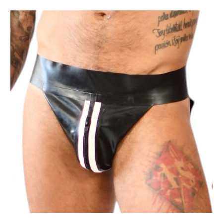 Jockstrap en latex avec Zip XRUB Noir-Blanc