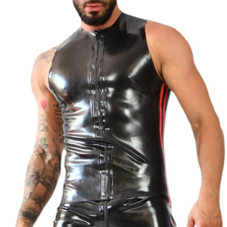 Débardeur avec un zip XRUB Latex Noir-Rouge