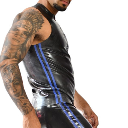 Débardeur en latex XRUB et Zip Noir et Bleu