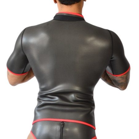 Polo avec zip XRUB Néoprène Noir-Rouge