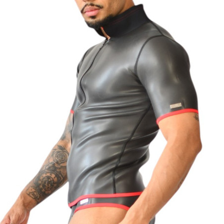 Polo avec zip XRUB Néoprène Noir-Rouge