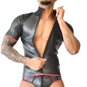 Polo avec zip XRUB Néoprène Noir-Rouge