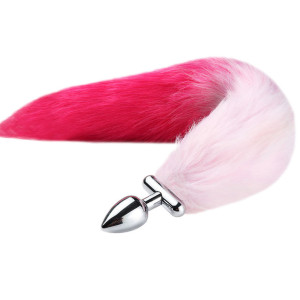 Plug queue de renard convertible bijou FOXY ROXY 5.5 x 2.7cm | Queue 39cm |Roses