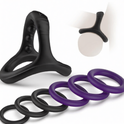 Pack 7 Cockrings FULL ERECT Noir-Violet de CockzRing