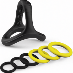 Pack 7 Cockrings FULL ERECT Noir-Jaune de CockzRing