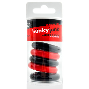 Lot de 5 Cockrings JACKER 5-STACK 22 mm Noir-Rouge de Hünkyjunk
