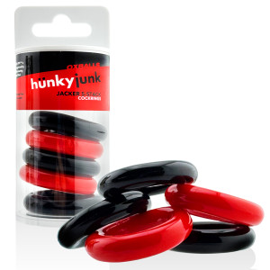 Lot de 5 Cockrings JACKER 5-STACK 22 mm Noir-Rouge de Hünkyjunk
