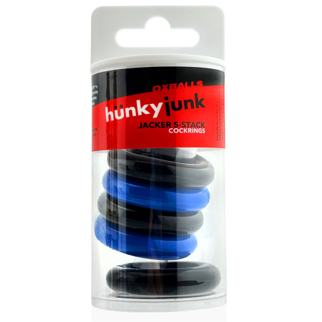 Lot de 5 Cockrings JACKER 5-STACK 22 mm Noir-Bleu de Hünkyjunk