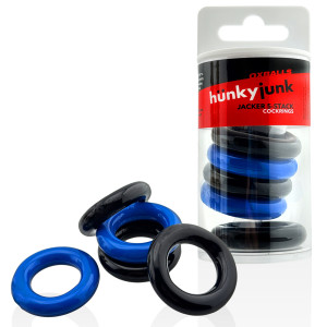 Lot de 5 Cockrings JACKER 5-STACK 22 mm Noir-Bleu de Hünkyjunk