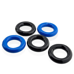 Lot de 5 Cockrings JACKER 5-STACK 22 mm Noir-Bleu de Hünkyjunk