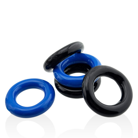 Lot de 5 Cockrings JACKER 5-STACK 22 mm Noir-Bleu de Hünkyjunk