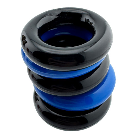 Lot de 5 Cockrings JACKER 5-STACK 22 mm Noir-Bleu de Hünkyjunk