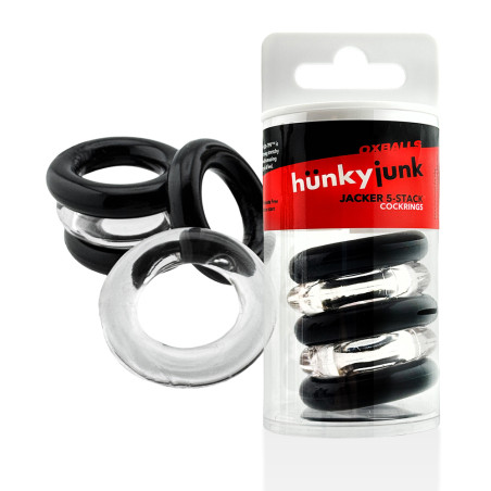 Lot de 5 Cockrings JACKER 5-STACK 22 mm Noir-Transparent