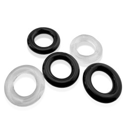 Lot de 5 Cockrings JACKER 5-STACK 22 mm Noir-Transparent