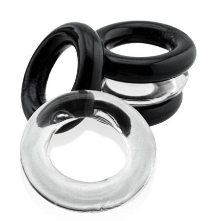 Lot de 5 Cockrings JACKER 5-STACK 22 mm Noir-Transparent